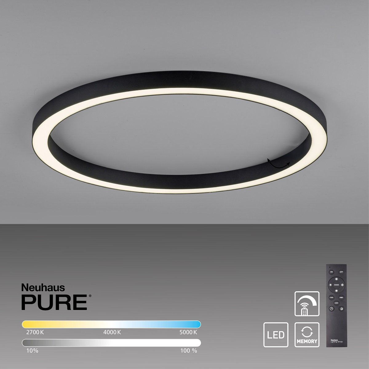 Paul Neuhaus 6306-13 PURE-LINES LED Deckenleuchte graphite CCT 70cm