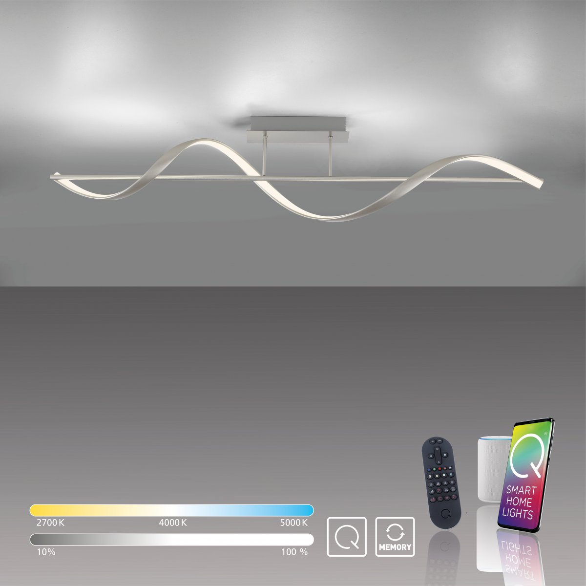 Paul Neuhaus 6385-55 Q-SWING LED Deckenleuchte stahlfarben Smart Home