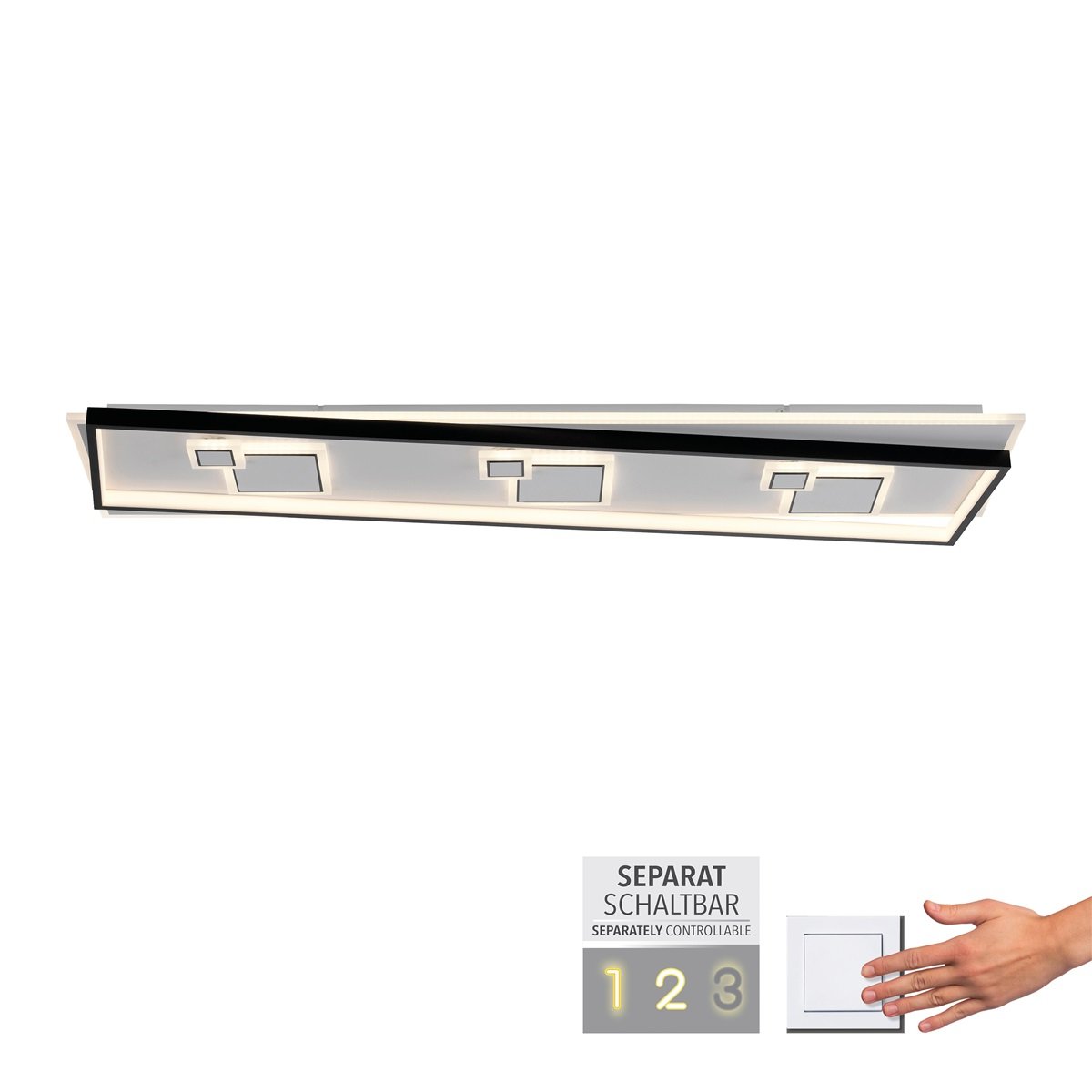 Paul Neuhaus 6391-16 LED Deckenleuchte rechteckig schwarz wei� 3000K