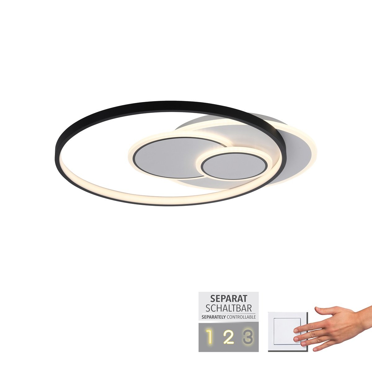 Paul Neuhaus 6392-16 LED Deckenleuchte rund schwarz wei� 3000K