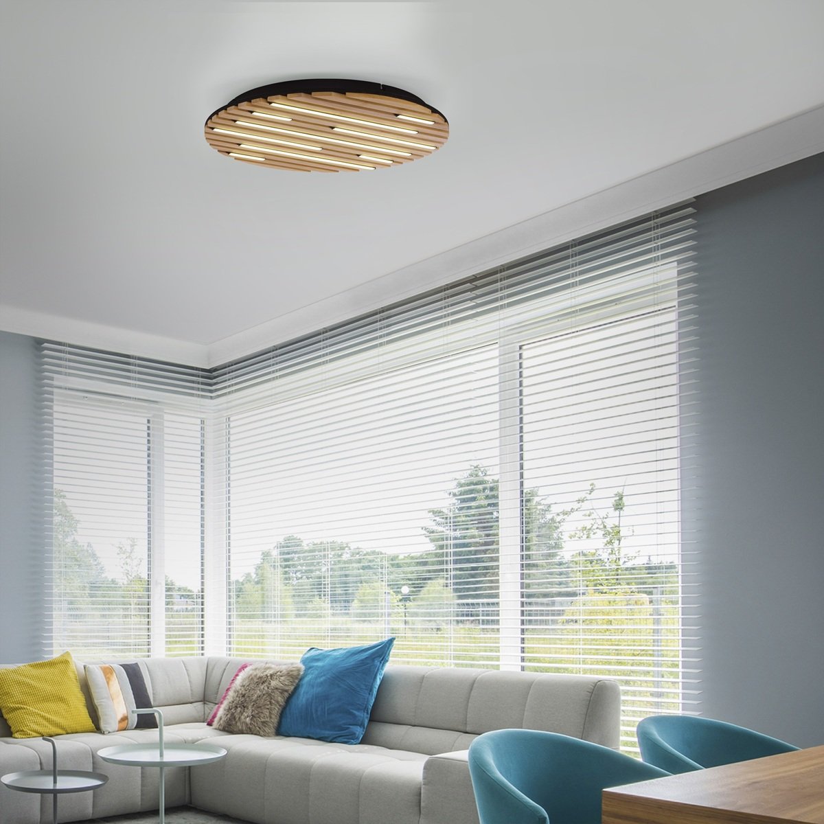 Paul Neuhaus 6421-79 Q-AKUSTIK LED Wand- und Deckenleuchte Holz-natur
