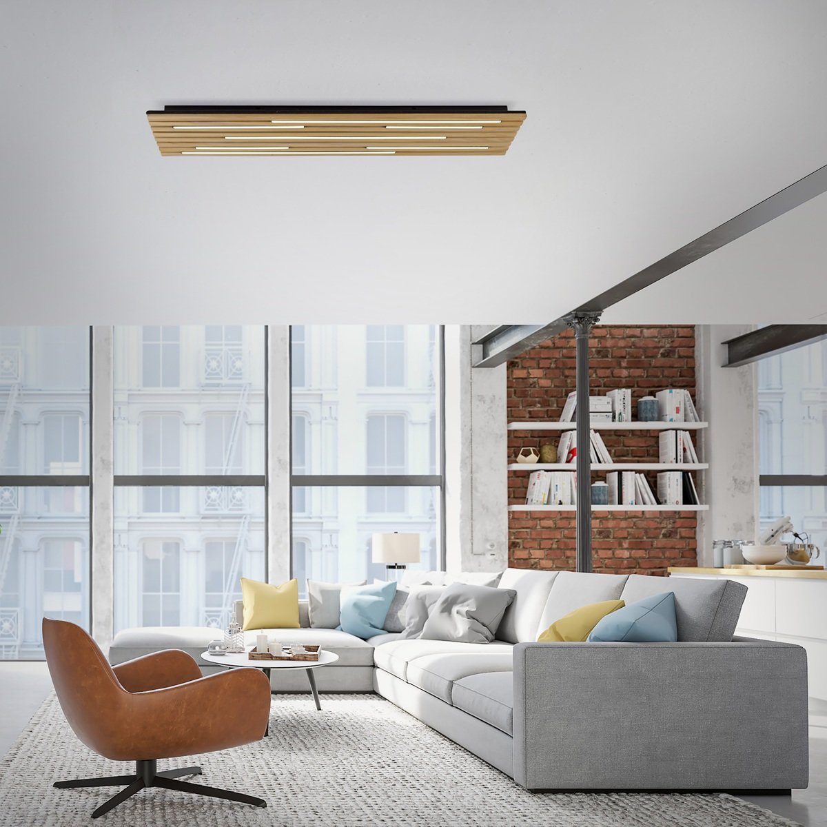 Paul Neuhaus 6422-79 Q-AKUSTIK LED Wand- und Deckenleuchte Holz-natur