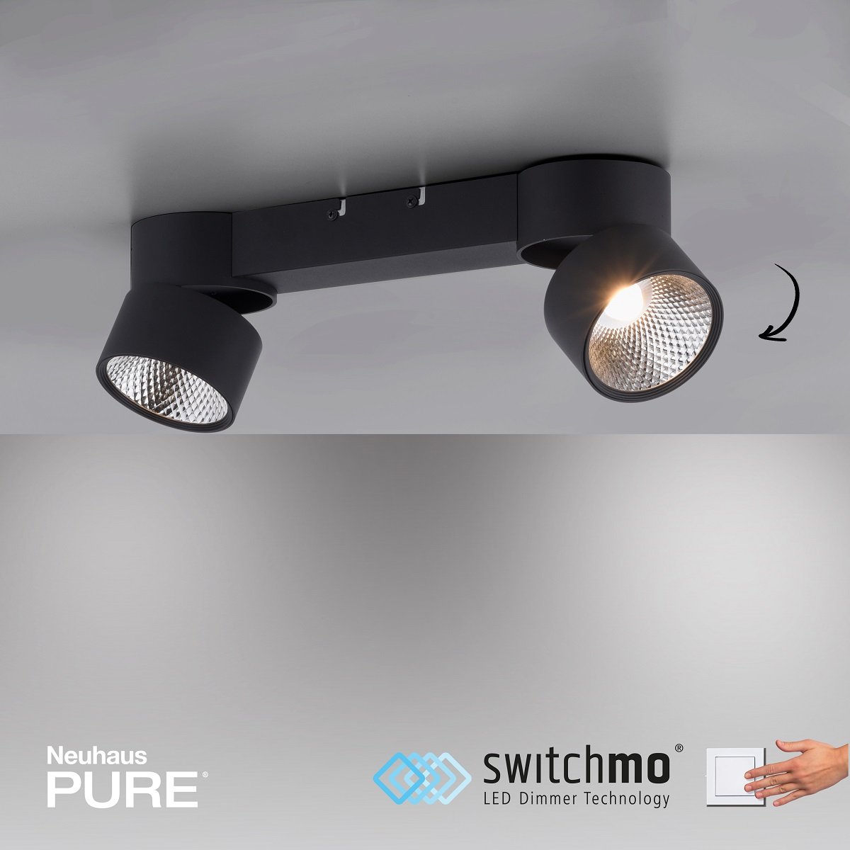 Paul Neuhaus 6452-18 PURE-NOLA LED Deckenleuchte 2-flammig schwarz