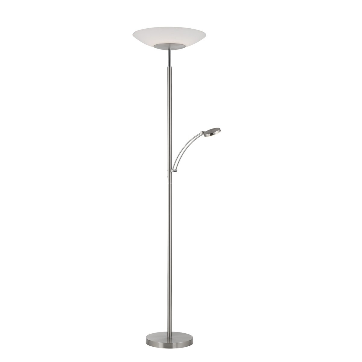 Paul Neuhaus 655-55 LED Deckenfluter mit Leseleuchte stahlfarben Dimmfunktion