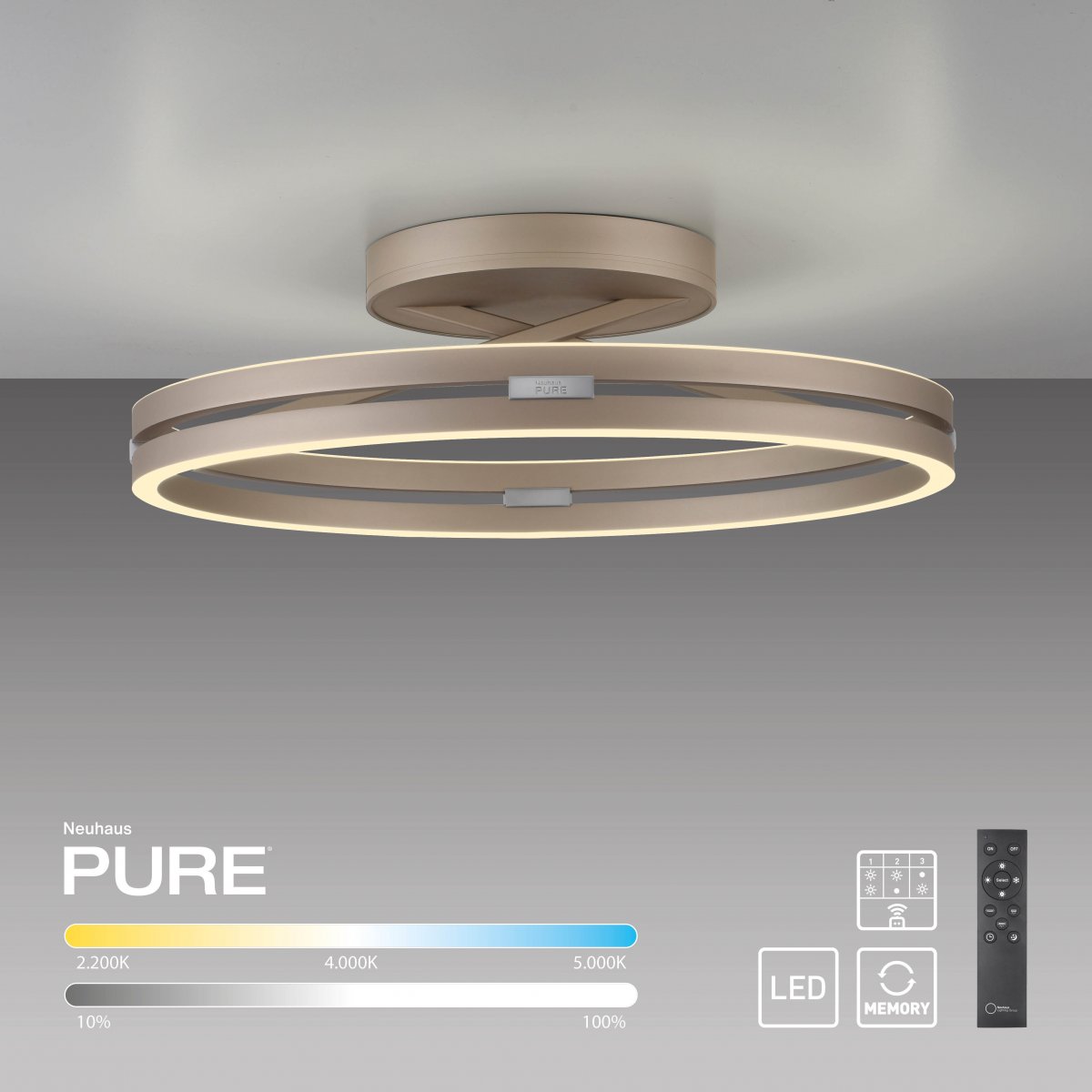 Paul Neuhaus 6552-97 Neuhaus PURE Loop LED Deckenleuchte bronce