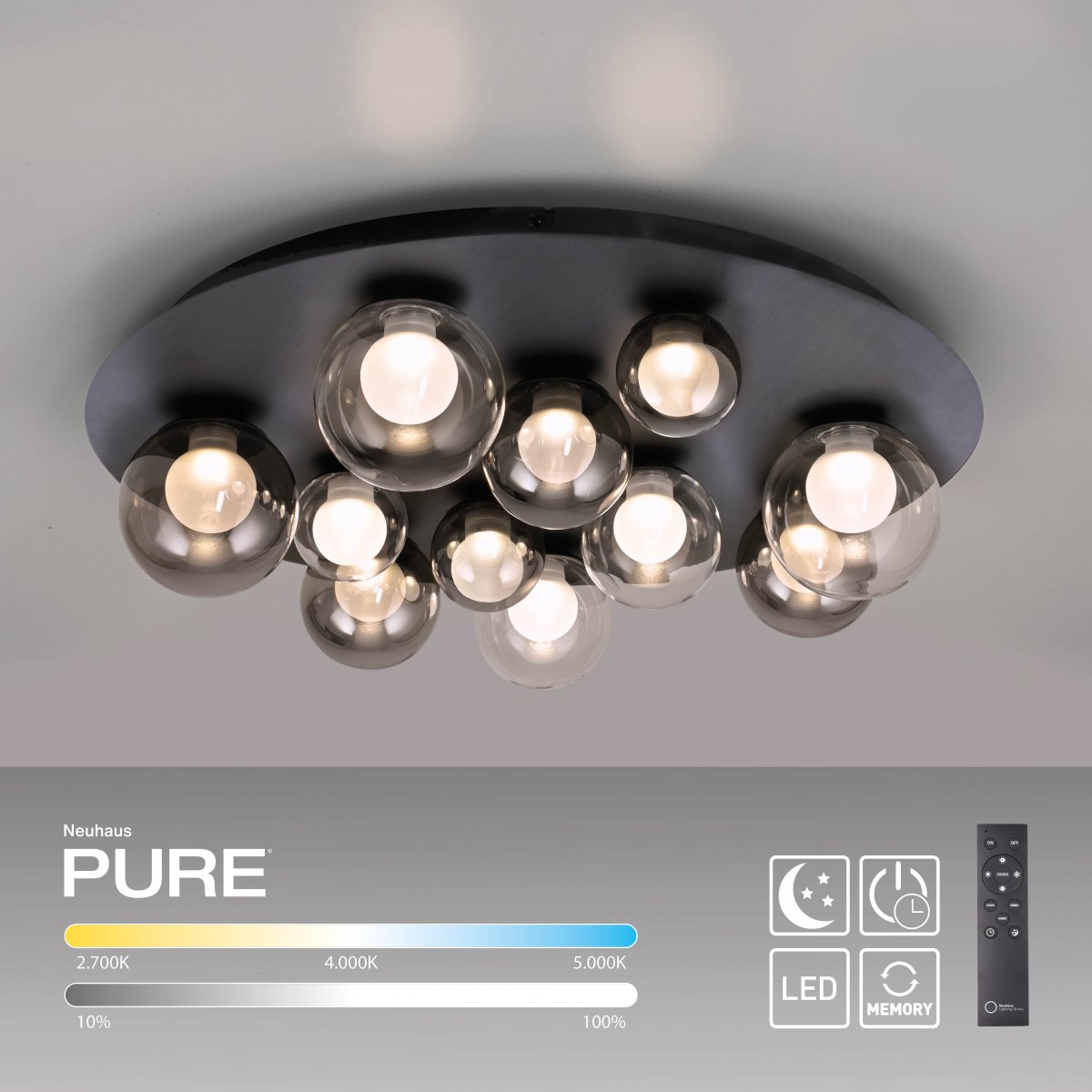 Paul Neuhaus 6588-15 Neuhaus PURE Popup LED Deckenleuchte mystic grey