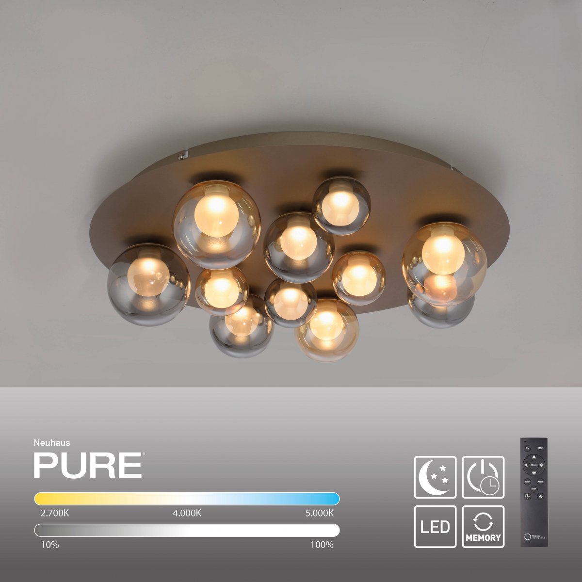 Paul Neuhaus 6588-97 Neuhaus PURE Popup LED Deckenleuchte bronce
