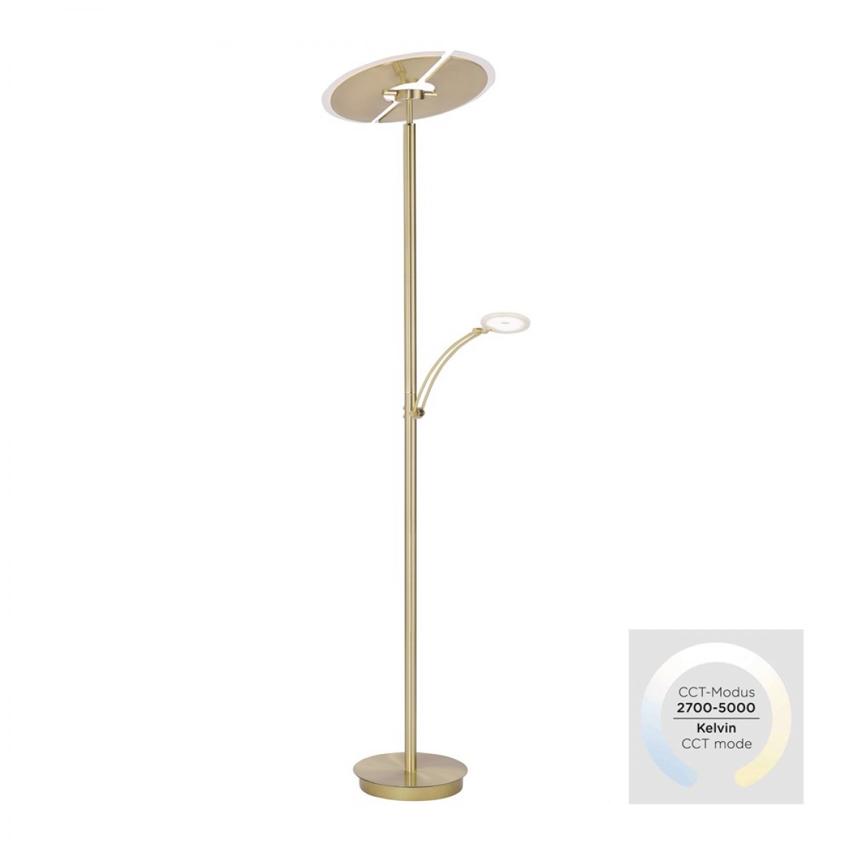 Paul Neuhaus 673-60 LED Deckenfluter messingfarben Lesearm CCT mit Memoryfunktion