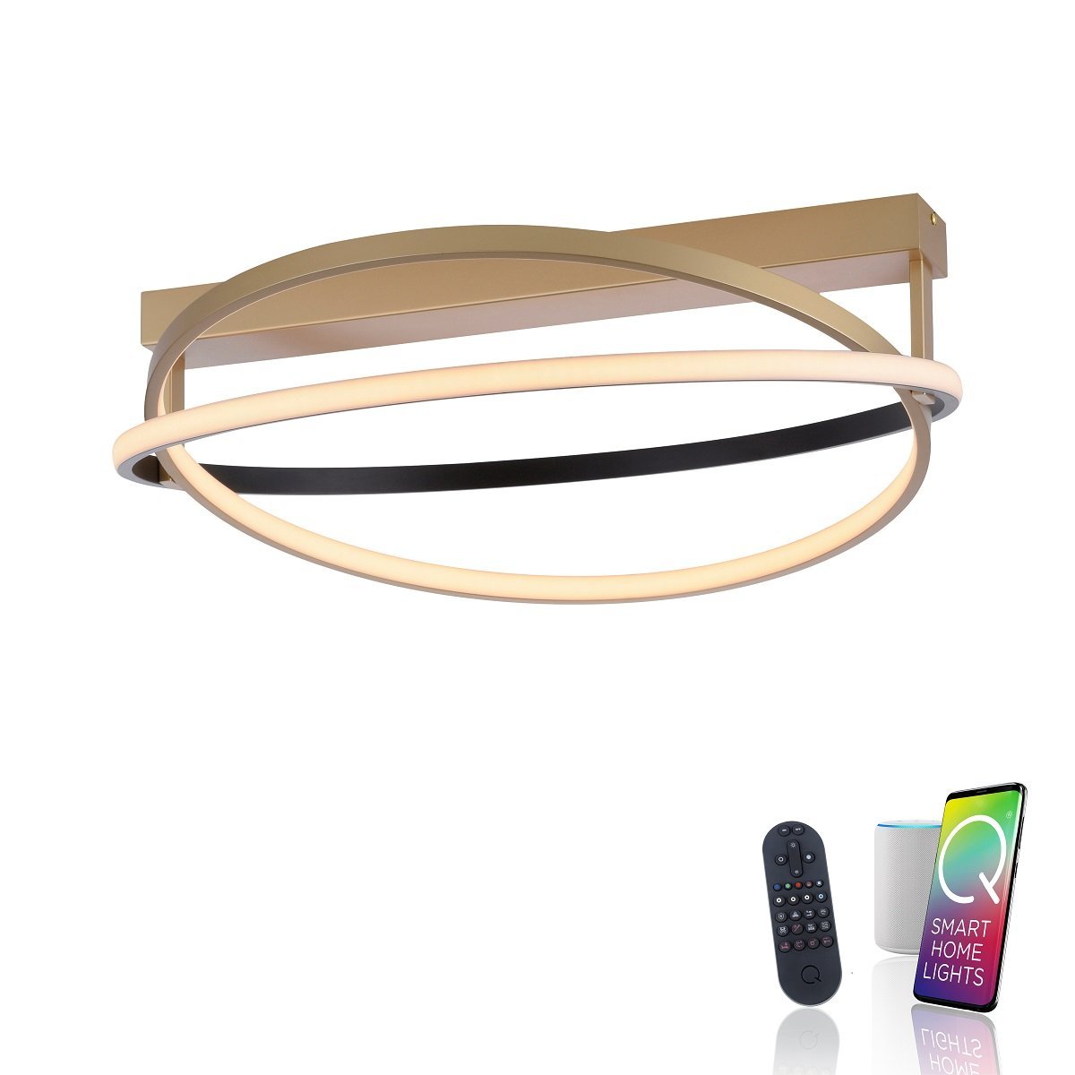 Paul Neuhaus 6739-60 Q-BELUGA LED Deckenleuchte messing schwarz Smart Home