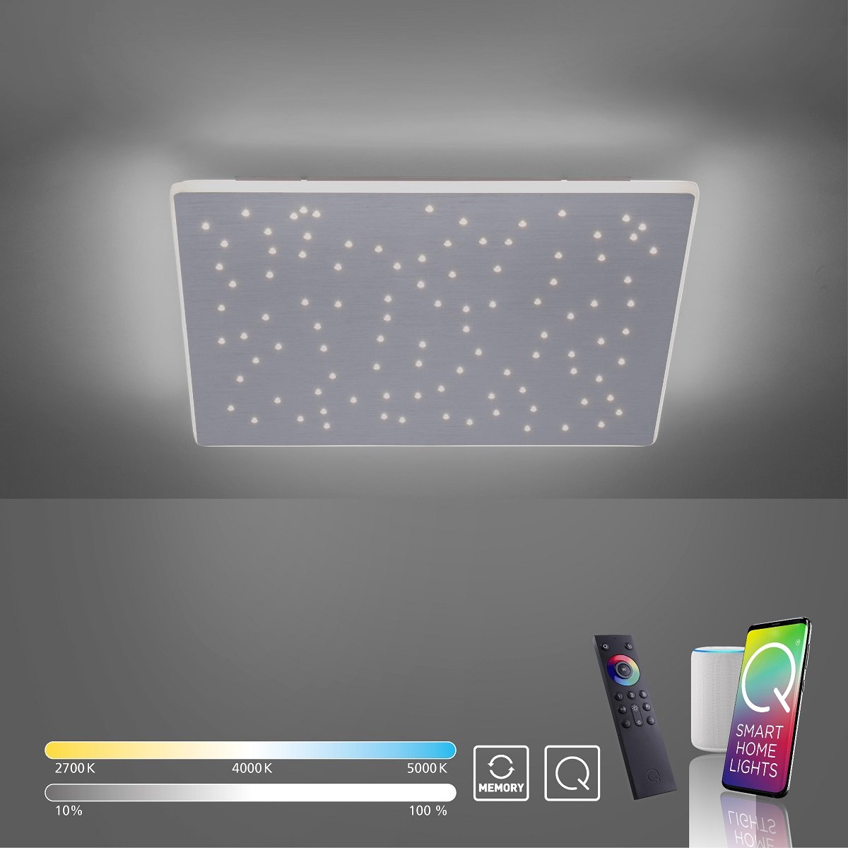 Paul Neuhaus 8039-95 Q-NIGHTSKY Deckenleuchte aluminium quadratisch