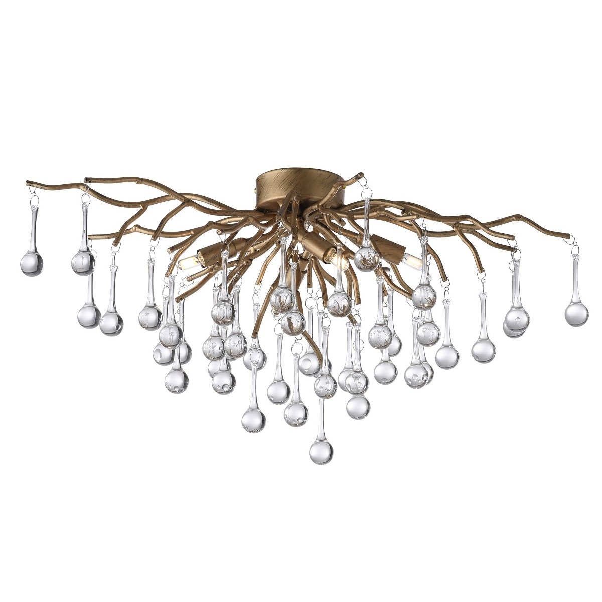 Paul Neuhaus 8090-11 ICICLE Deckenleuchte 4-flammig Altmessing mit Glasbehang