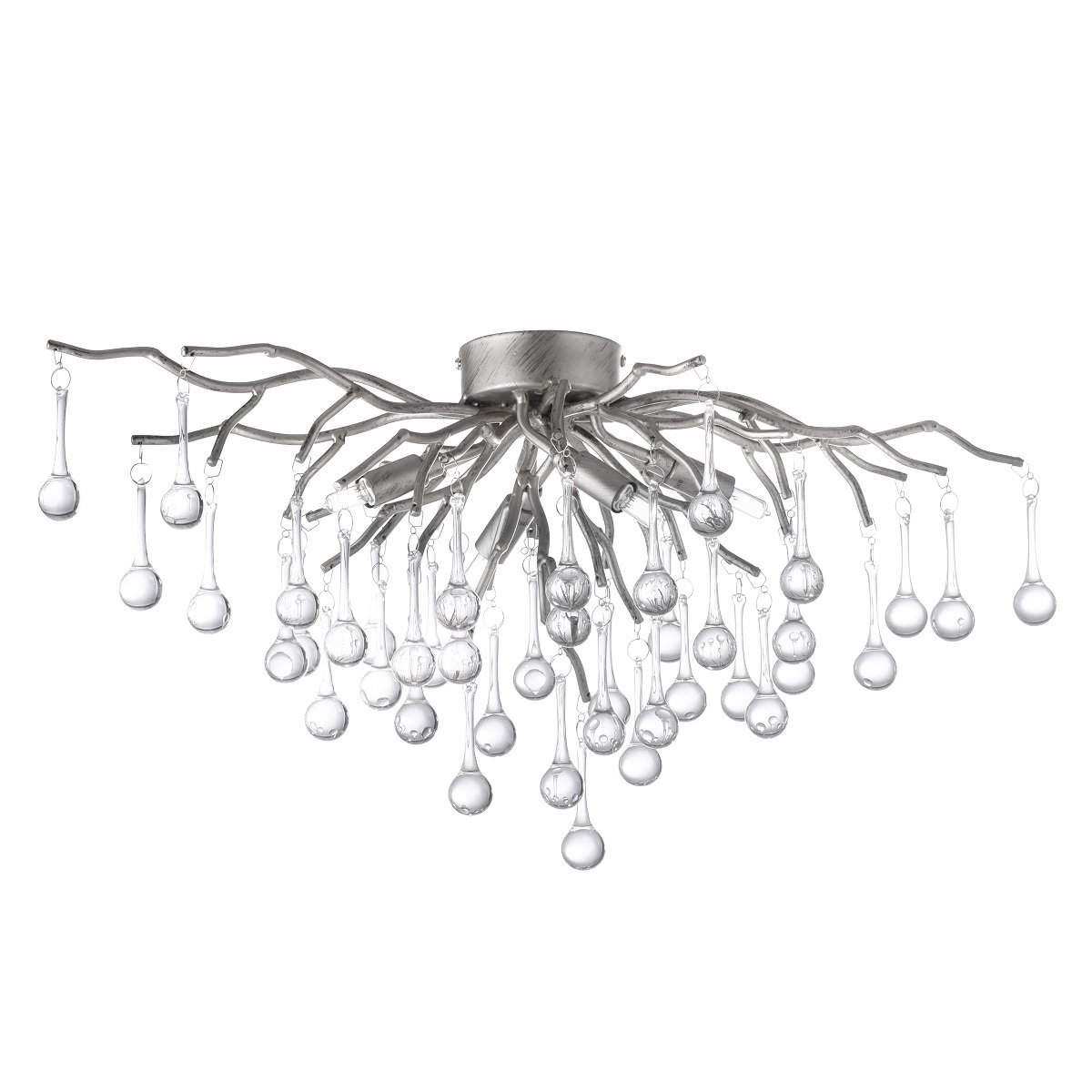 Paul Neuhaus 8090-55 ICICLE Deckenleuchte 4-flammig silber mit Glasbehang