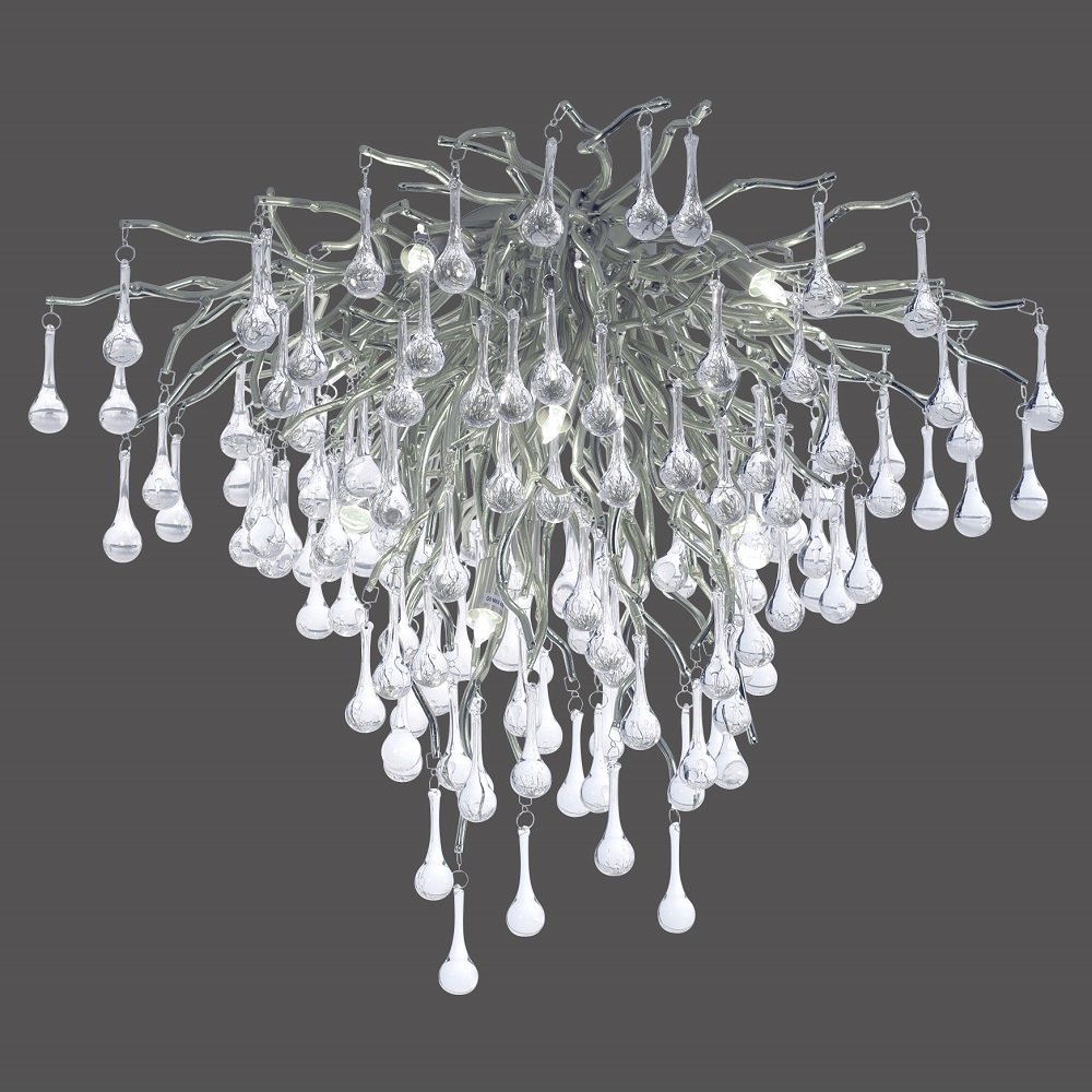 Paul Neuhaus 8091-55 ICICLE Deckenleuchte silberfarbig Glasbehang -->  Leuchten & Lampen online kaufen im Shop