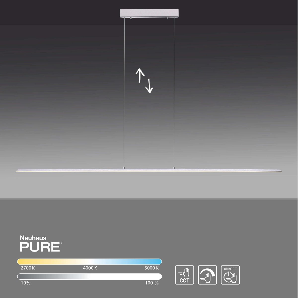 Paul Neuhaus 8377-55 PURE-LITE LED Pendelleuchte diamond CCT 160cm