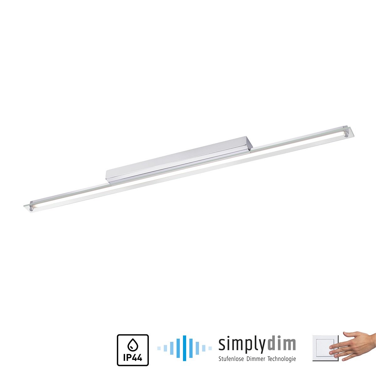 Paul Neuhaus 9108-17 LED Wandleuchte schmal chrom transparent 80cm 3000K IP44