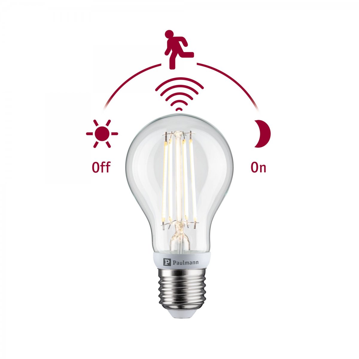 Paulmann 28999 Filament 230V LED Birne E27 Bewegungsmelder 806lm 2700K klar