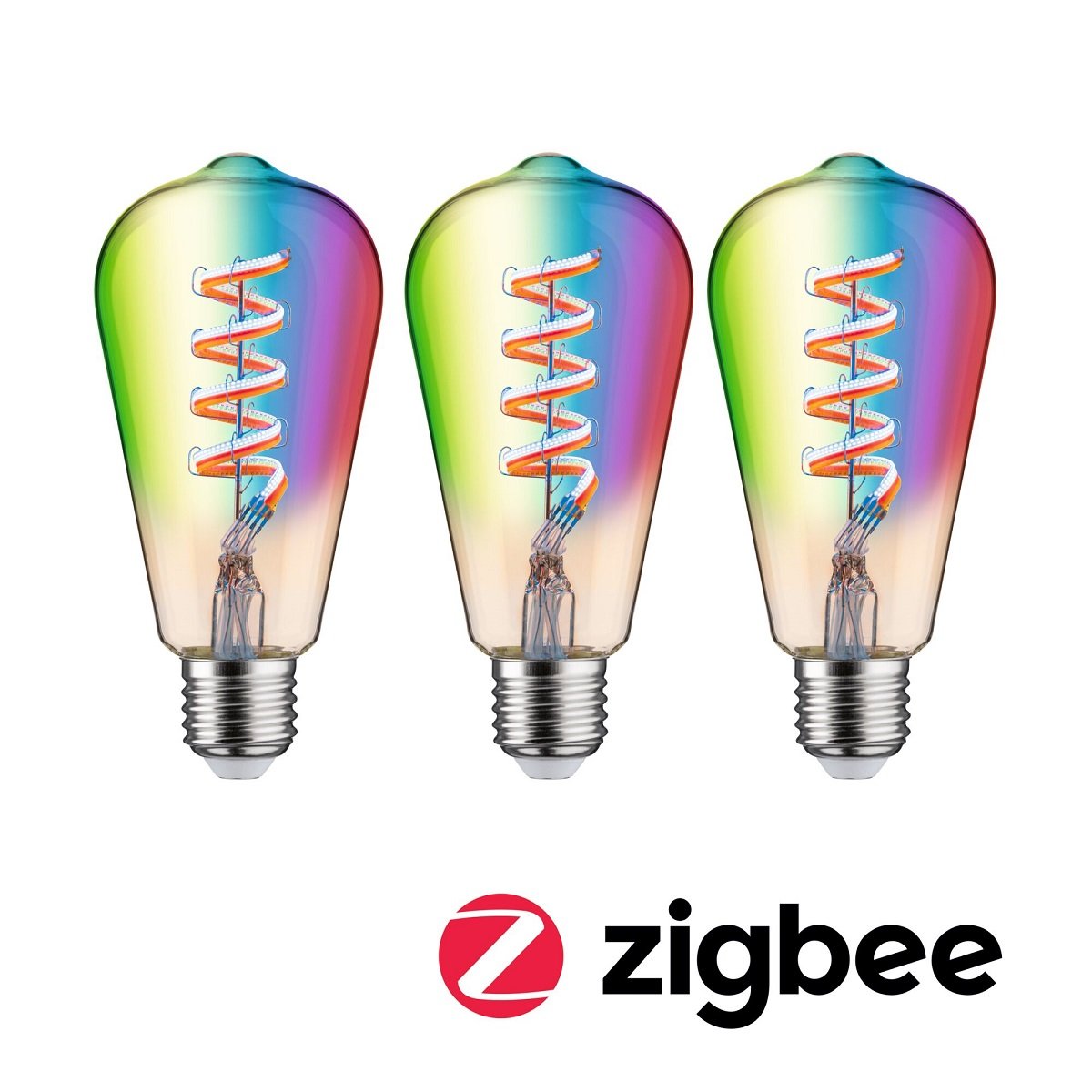 Paulmann 29164 Filament 230V Smart Home Zigbee LED Kolben ST64 E27 3er-Pack 470lm RGBW