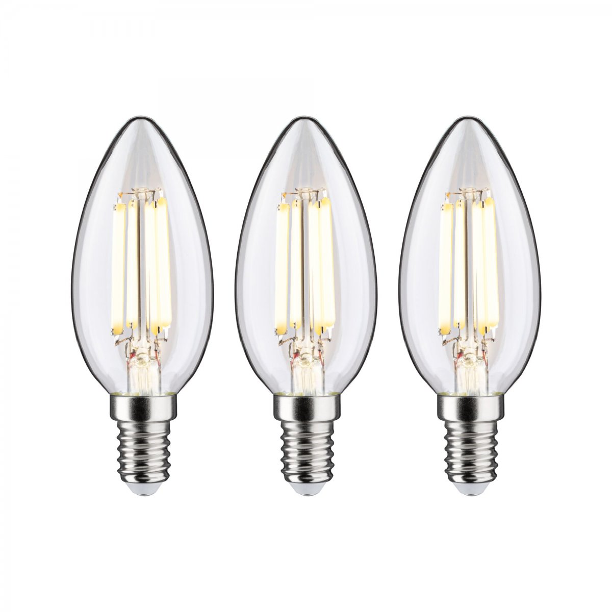 Paulmann 29199 Eco-Line Filament 230V LED Kerze 3er-Pack E14 525lm 3000K klar
