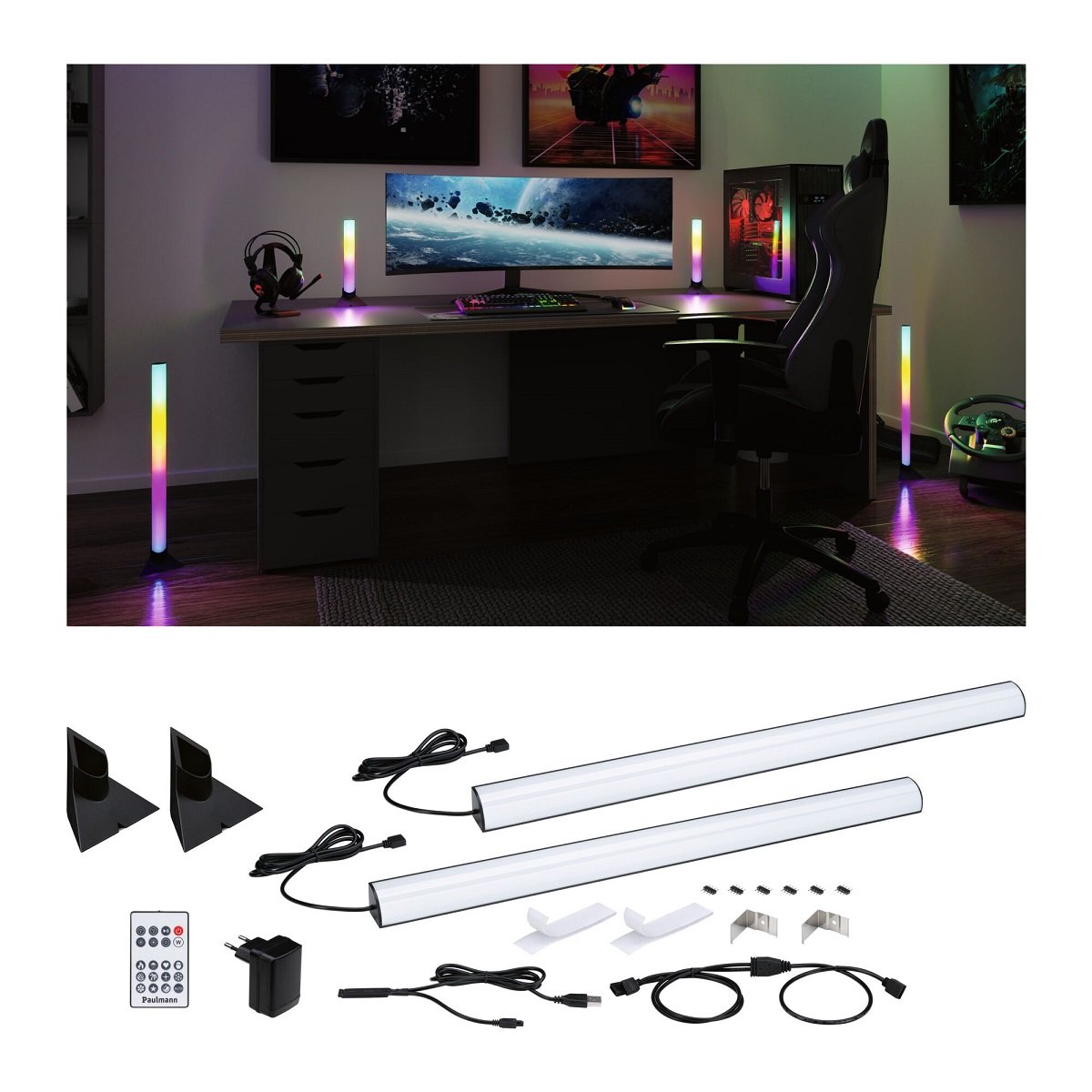 Paulmann 5175 EntertainLED Bundle Lightbar Dynamic RGB mit Standfu� 2er-Set 60cm