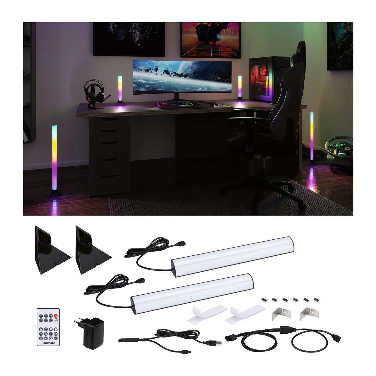 Paulmann 5176 EntertainLED Bundle Lightbar Dynamic RGB mit Standfu� 2er-Set 30cm