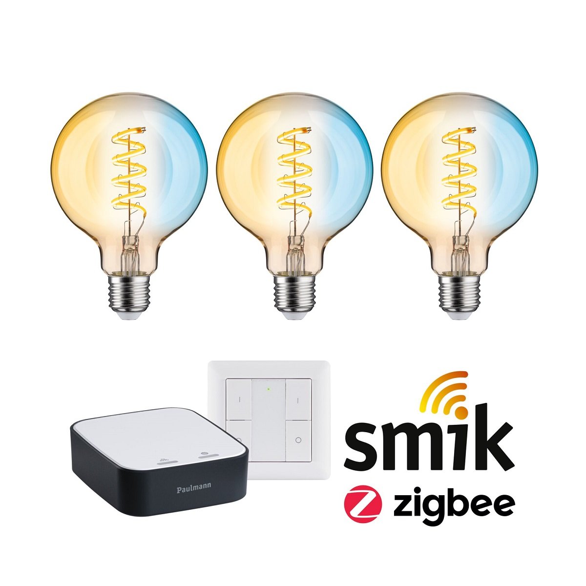 Paulmann 5195 Starterset Zigbee LED Globe G95 E27 Tunable White + smik Gateway + Schalter