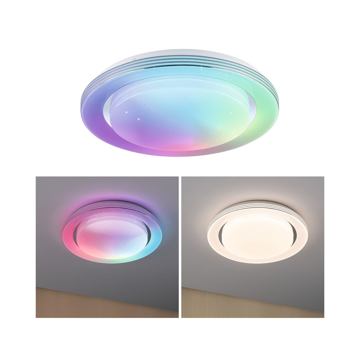 Paulmann 70546 LED Deckenleuchte Rainbow Regenbogeneffekt RGBW 380mm Chrom Wei�