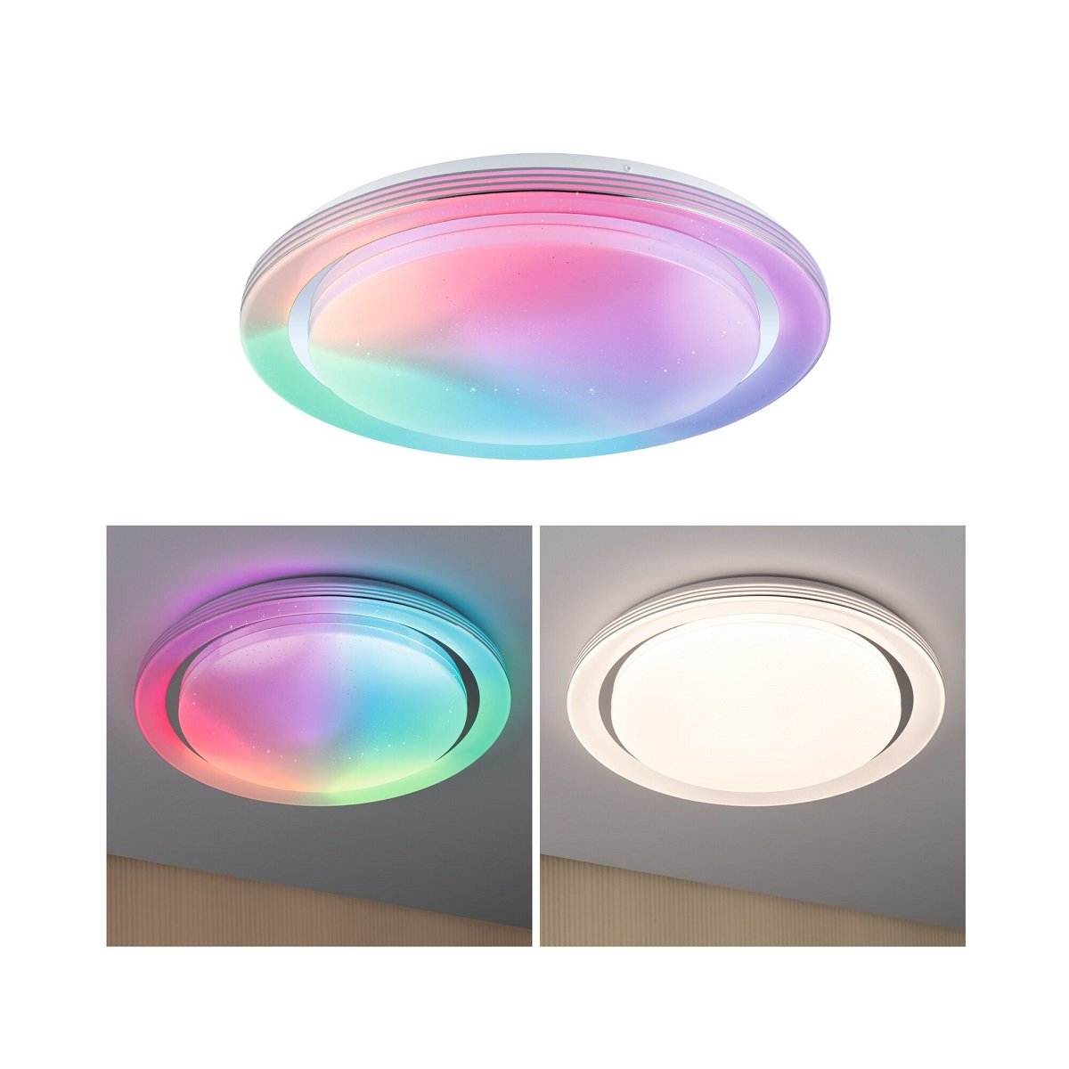 Paulmann 70547 LED Deckenleuchte Rainbow Regenbogeneffekt RGBW 485mm Chrom Wei�