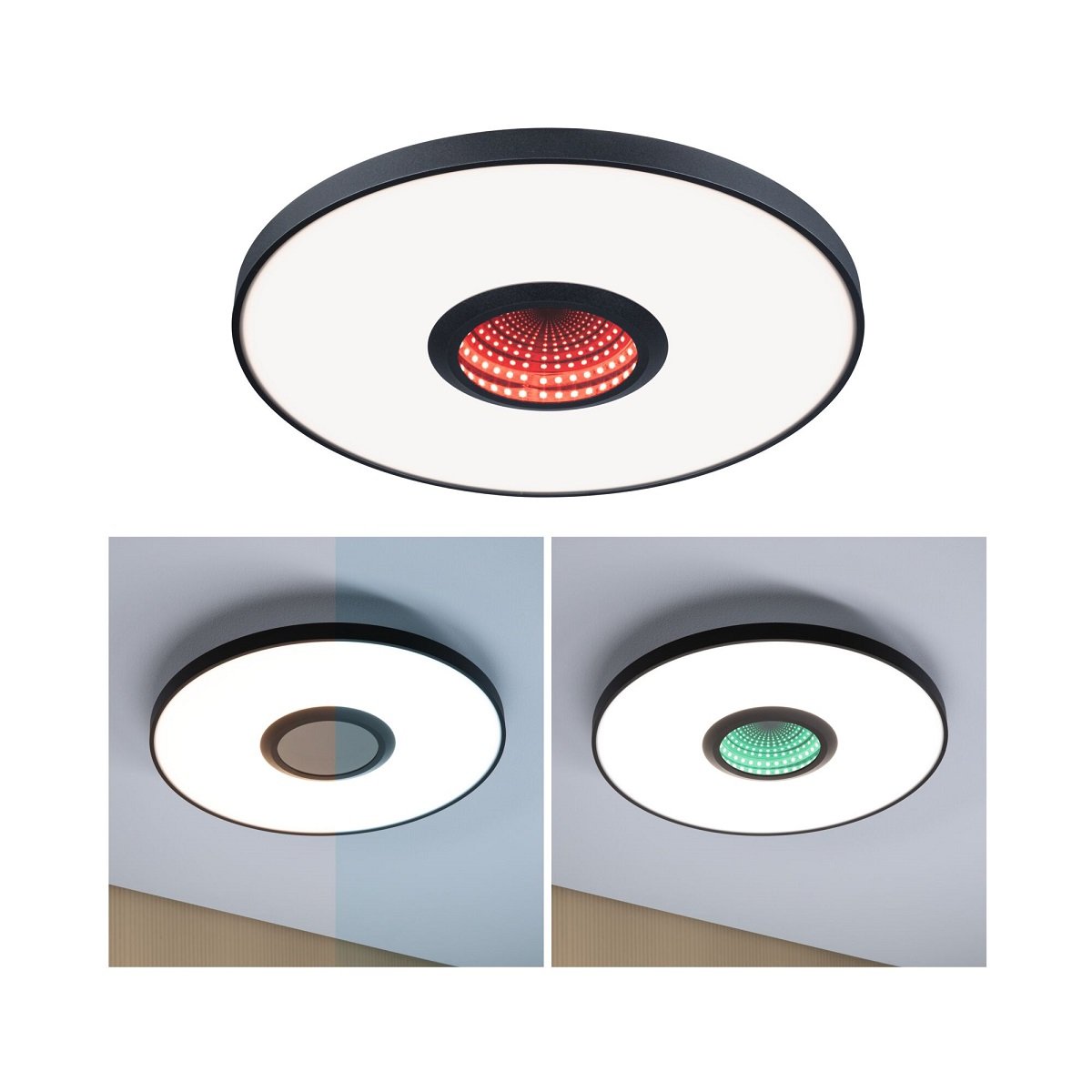 Paulmann 71038 LED Deckenleuchte Spaceglow Three RGB Tunable White dimmbar schwarz