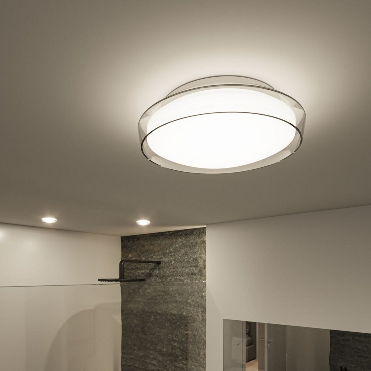 Paulmann 71075 LED Deckenleuchte Luena 35cm Glas Chrom 3000K IP44
