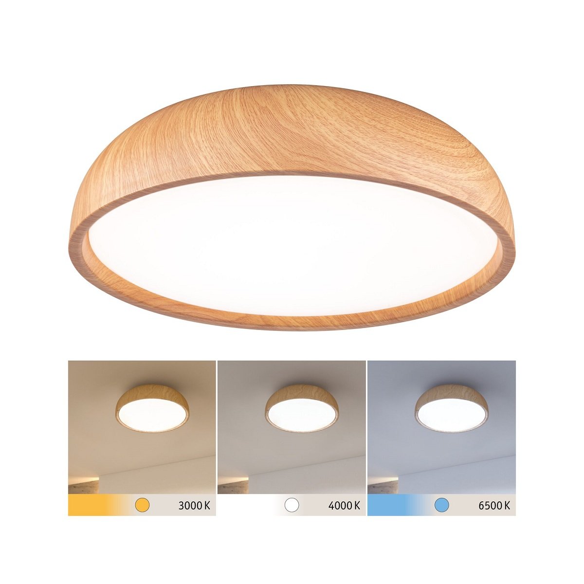 Paulmann 71083 Selection Bathroom LED Deckenleuchte Oka IP44 White Switch Holzoptik