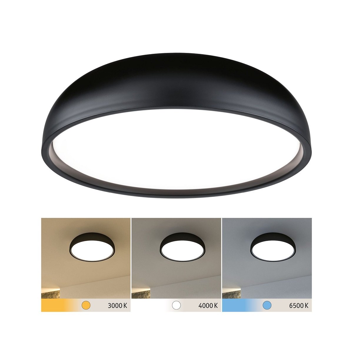 Paulmann 71084 Selection Bathroom LED Deckenleuchte Oka IP44 White Switch Schwarz matt