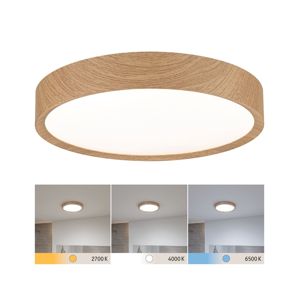 Paulmann 71085 Selection Bathroom LED Deckenleuchte Tega IP44 White Switch Holzoptik