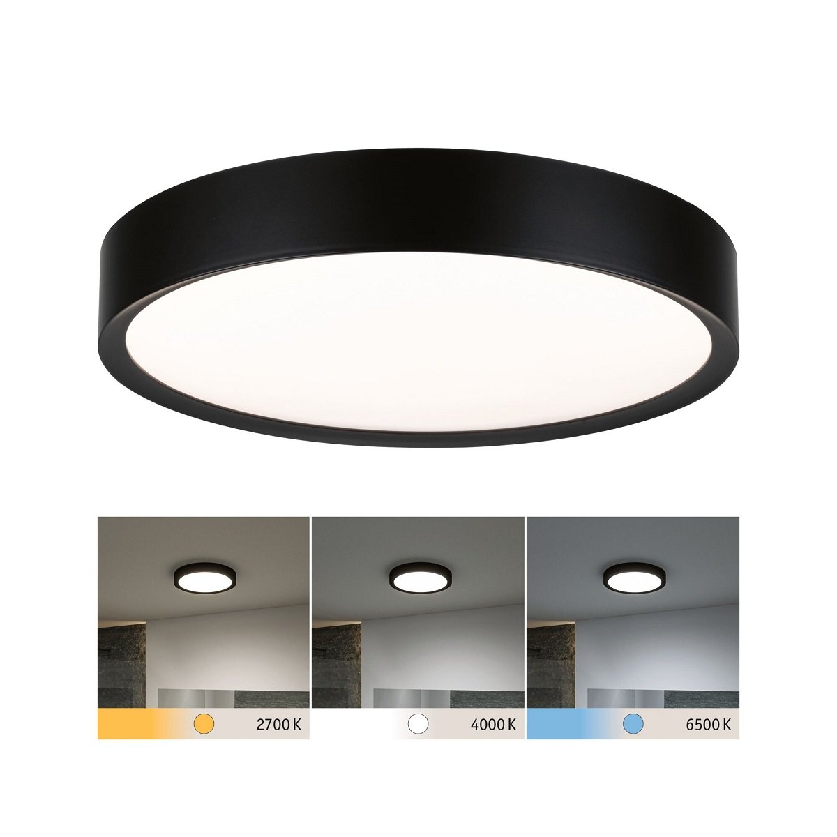 Paulmann 71086 Selection Bathroom LED Deckenleuchte Tega  IP44 White Switch Schwarz