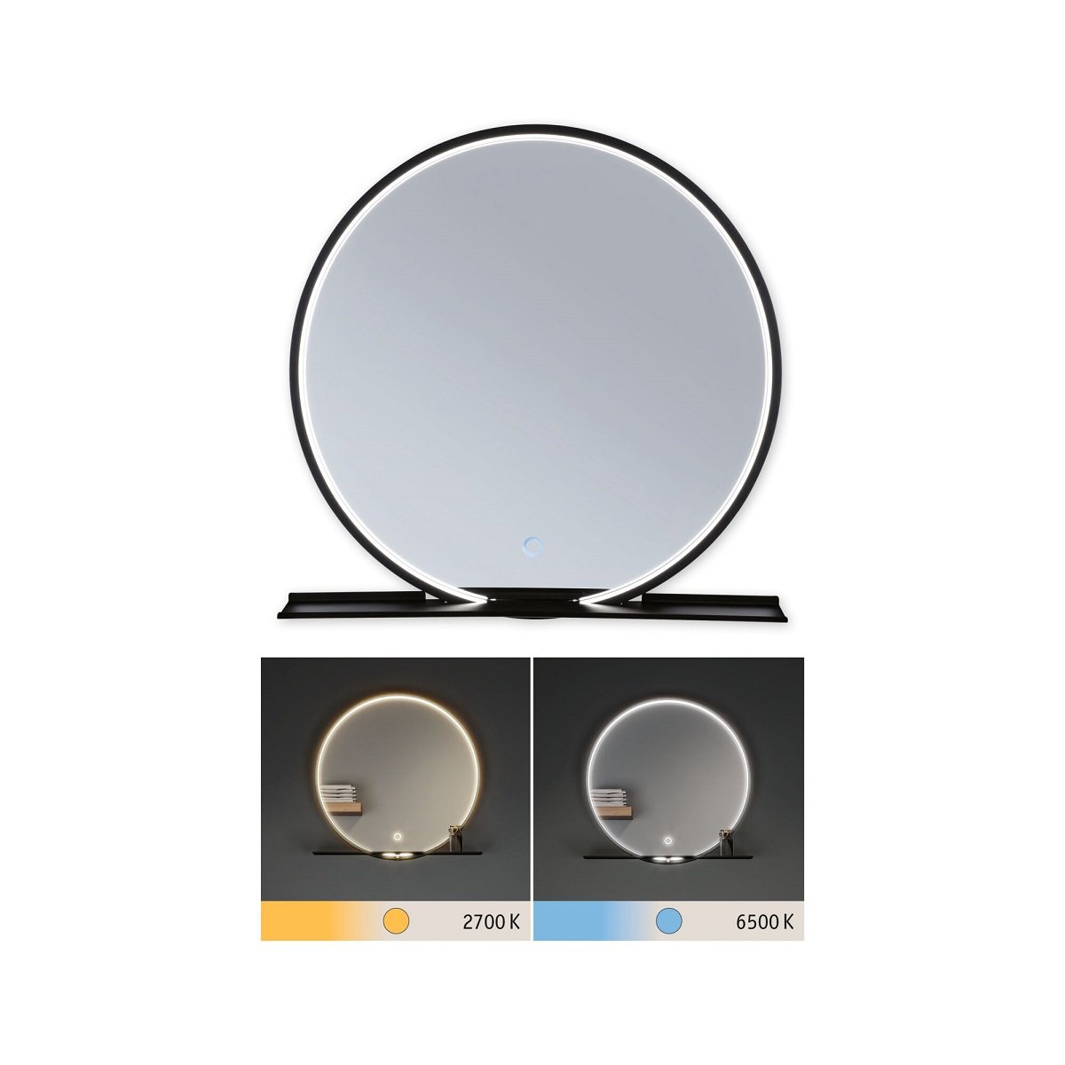 Paulmann 71090 LED Leuchtspiegel Miro IP44 Tunable White Schwarz 50cm 2700K  --> Leuchten & Lampen online kaufen »