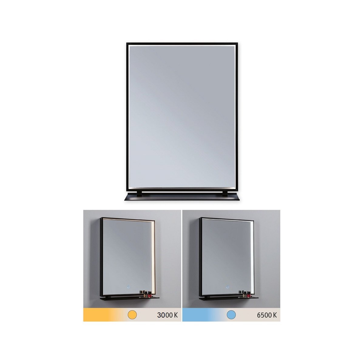 Paulmann 71093 LED Leuchtspiegel Miro IP44 Tunable White Schwarz 62x45cm 3000K