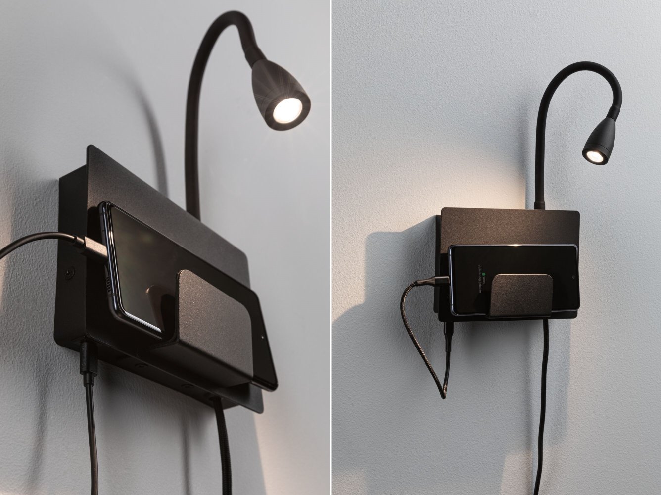Paulmann 71101 LED Wandleuchte Halina USB C Schwarz matt 2700K --> Leuchten  & Lampen online kaufen im Shop