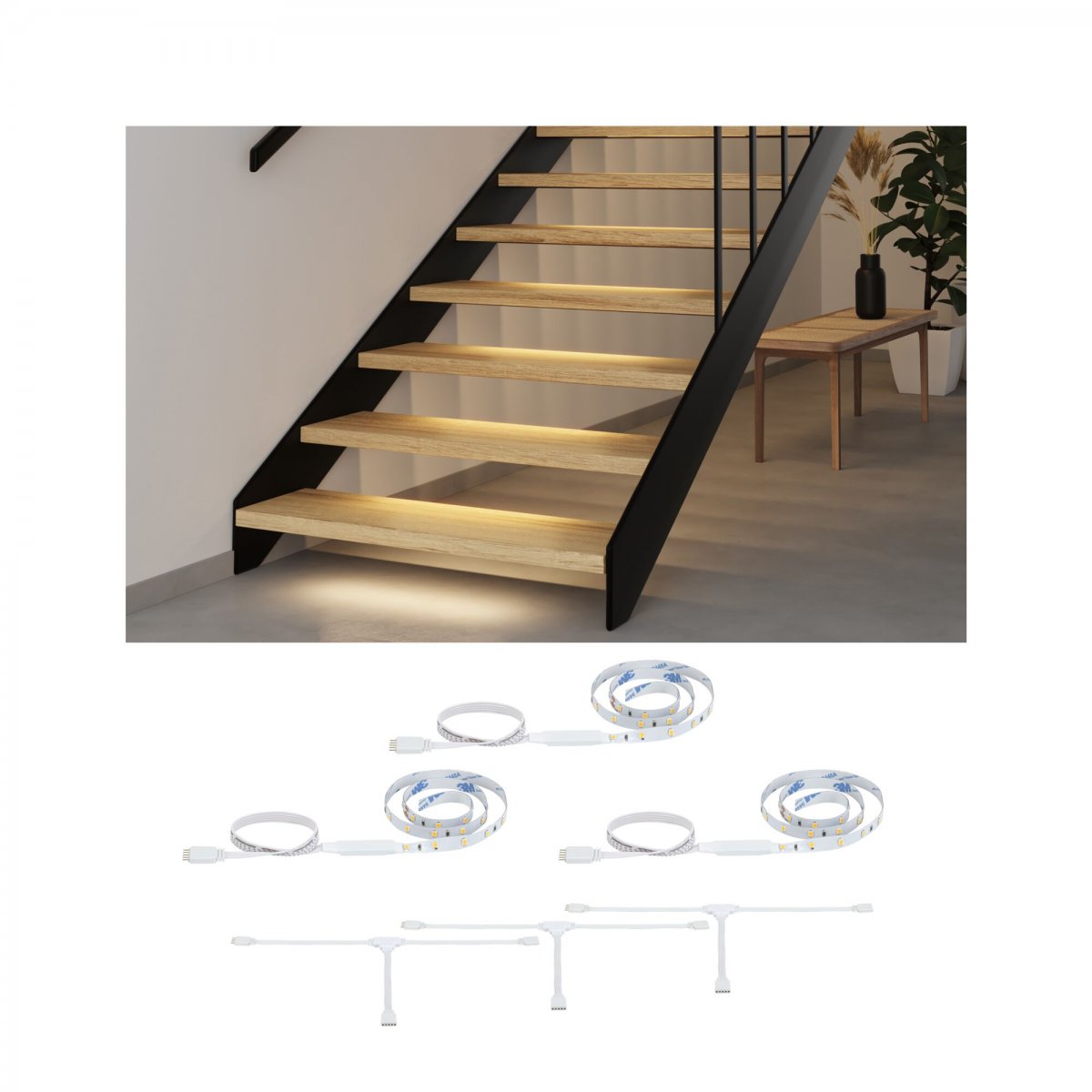 Paulmann 71219 MaxLED Stair LED Strip Erweiterung Set 3x0,5m 2700K Wei�