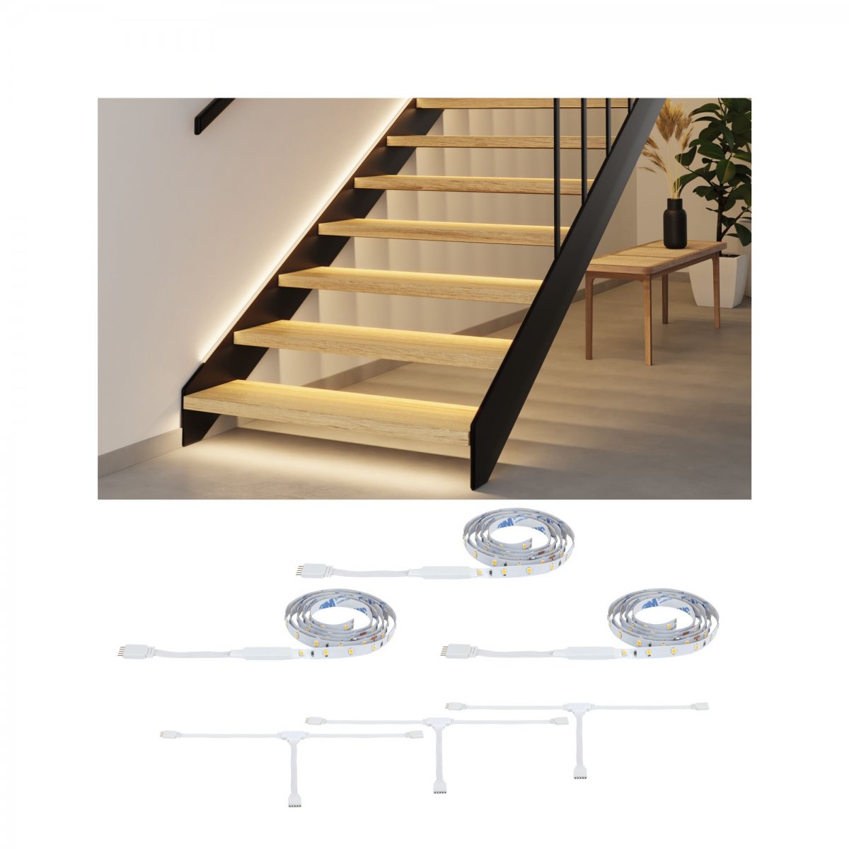 Paulmann 71221 MaxLED Stair LED Strip Erweiterung Set 3x1m 2700K Wei�