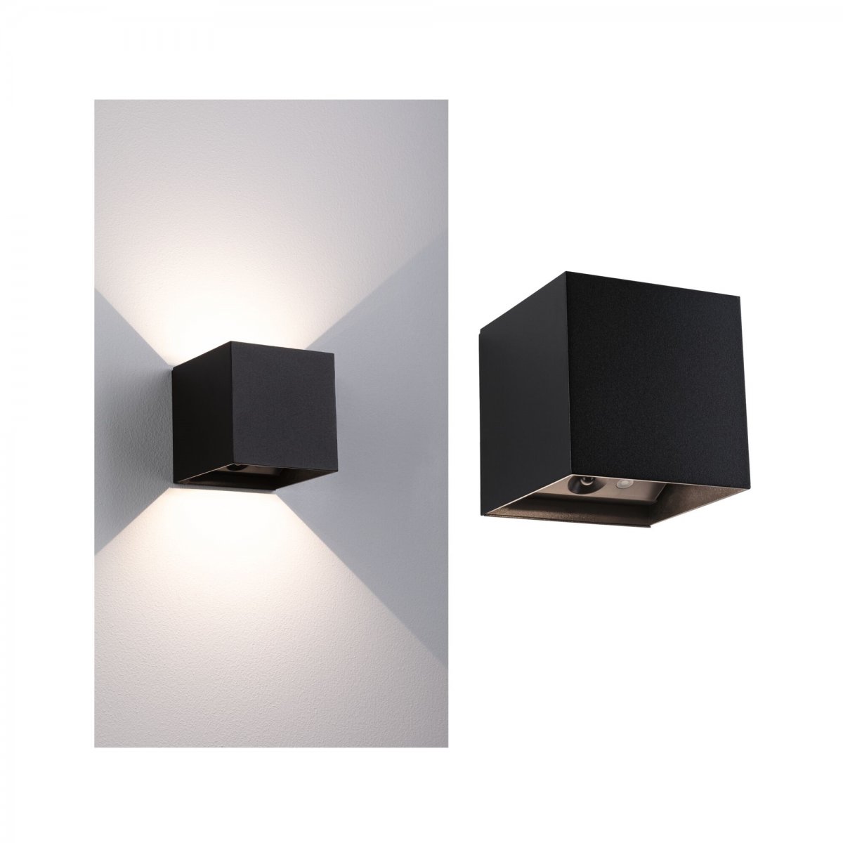 Paulmann 71282 LED Akku Wandleuchte Nyara eckig IP44 3000K schwarz Bewegungsmelder