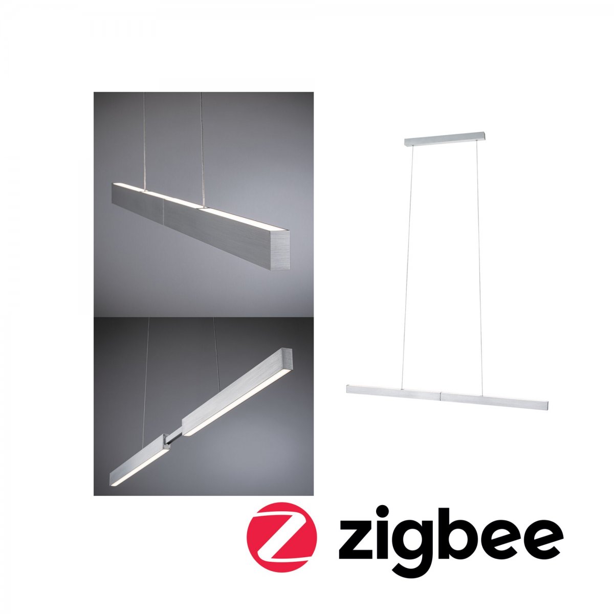 Paulmann 78025 LED Pendelleuchte SmartHome Zigbee Aptare RGBW ausziehbar Alu geb�rstet