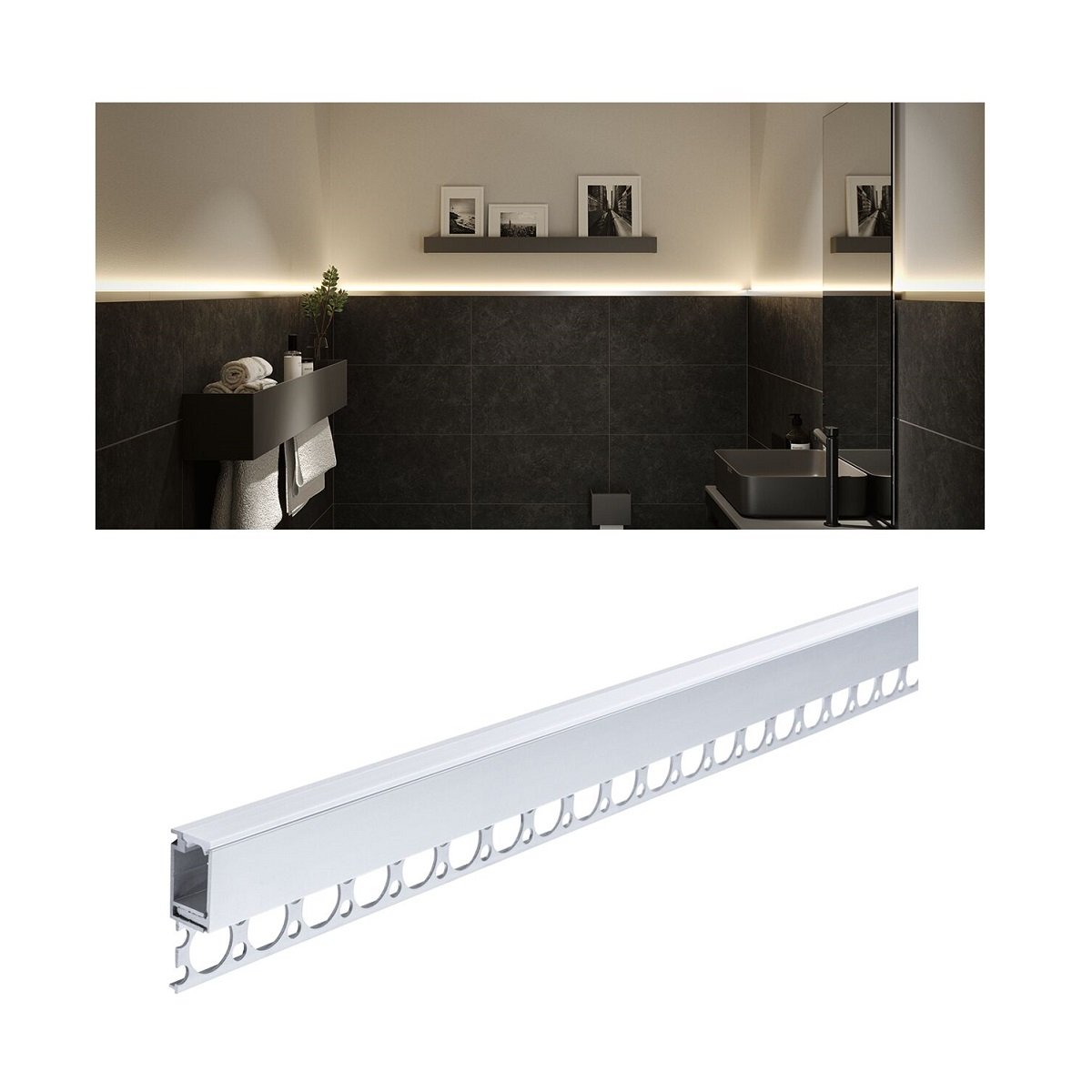 Paulmann 78404 LumiTiles LED Strip Einbauprofil Top 1m Alu eloxiert Satin