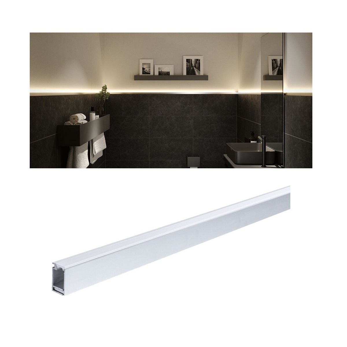 Paulmann 78405 LumiTiles LED Strip Aufbauprofil Top 2m Alu eloxiert Satin