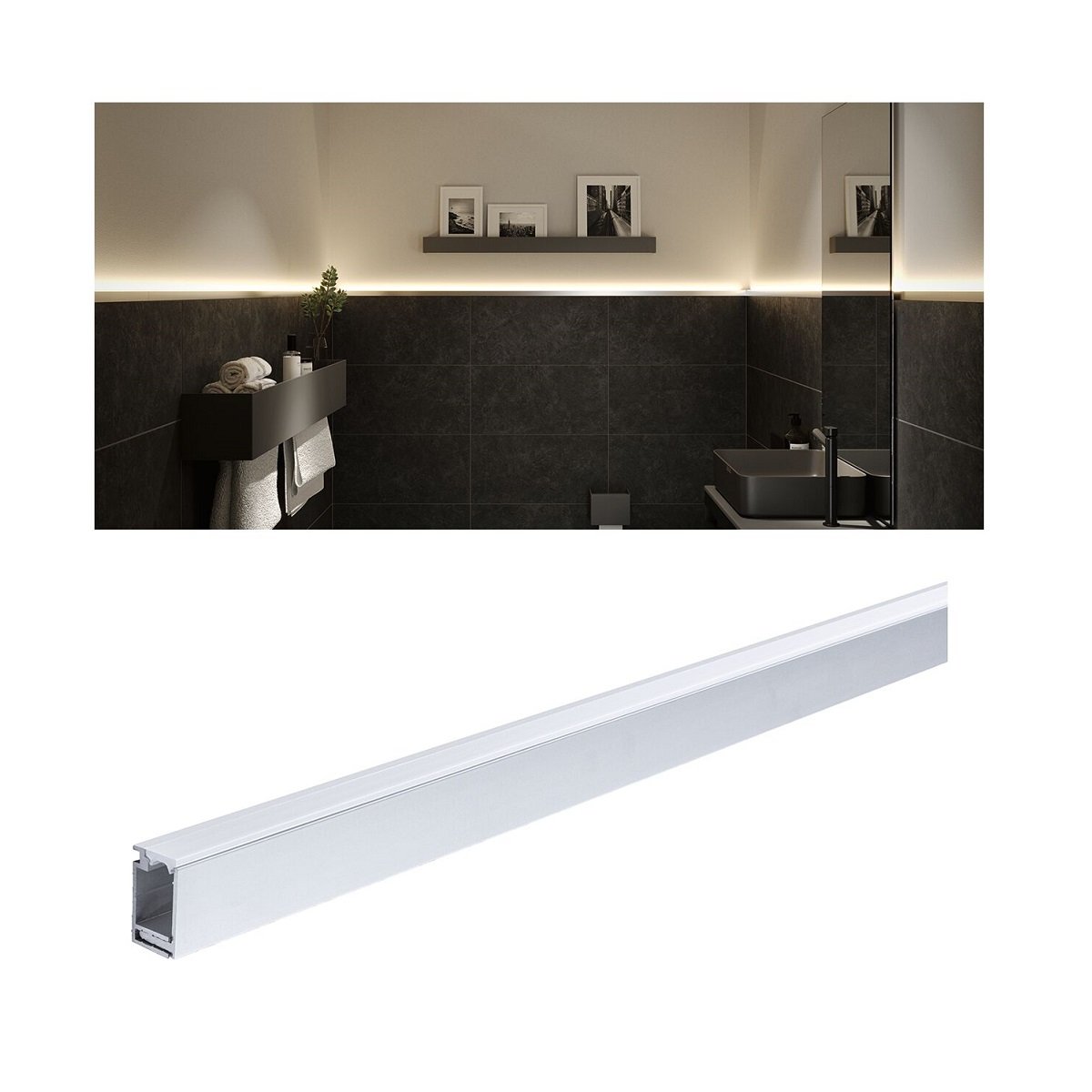 Paulmann 78406 LumiTiles LED Strip Aufbauprofil Top 1m Alu eloxiert Satin