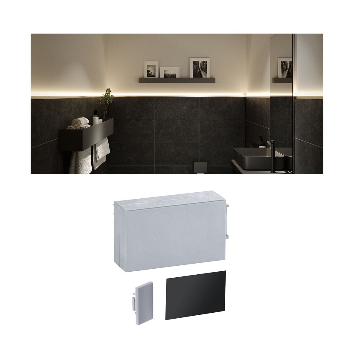 Paulmann 78407 LumiTiles Zubeh�r Profil Top Abdeckung 45x24mm Telegrau