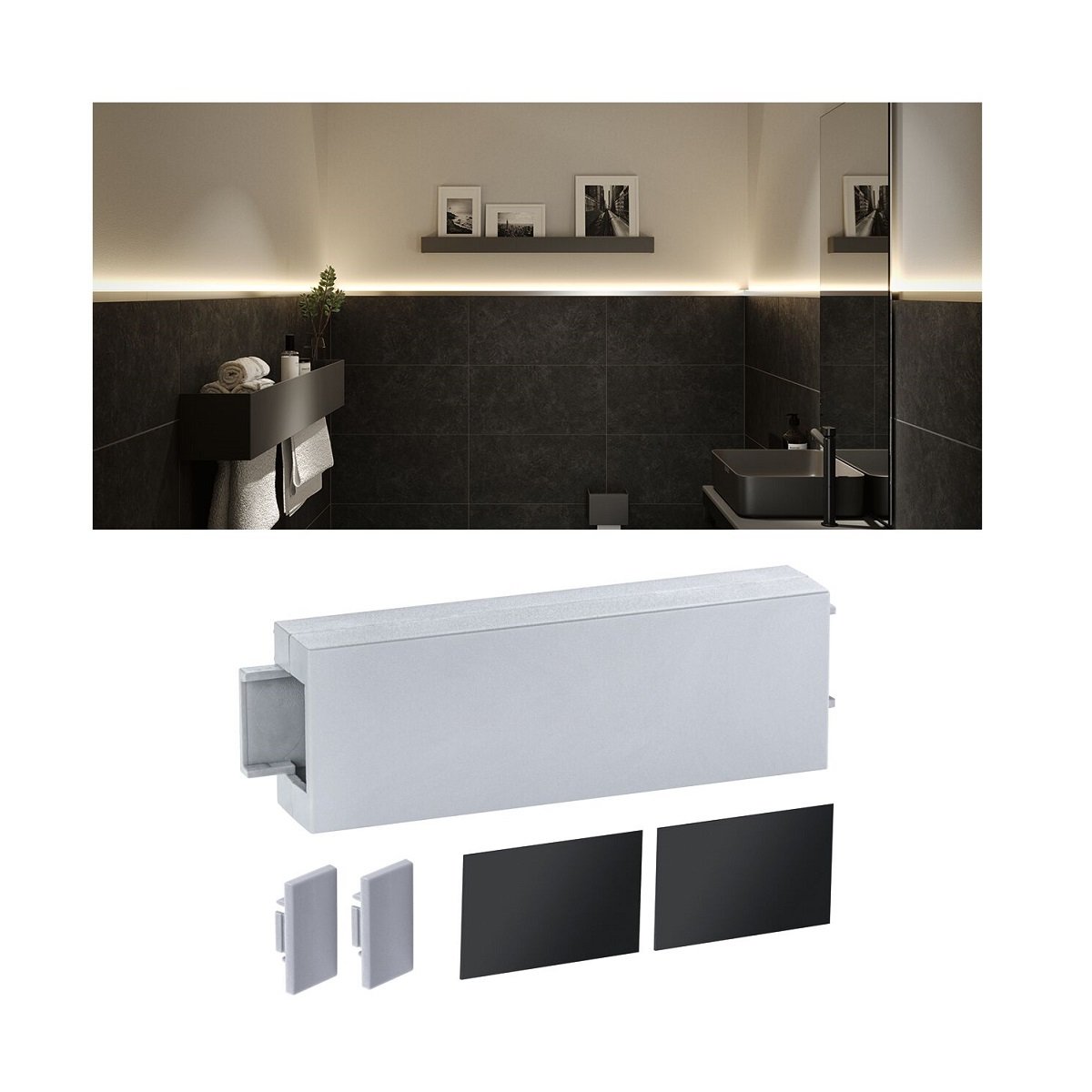 Paulmann 78408 LumiTiles Zubeh�r Profil Top Abdeckung 80x24mm Telegrau