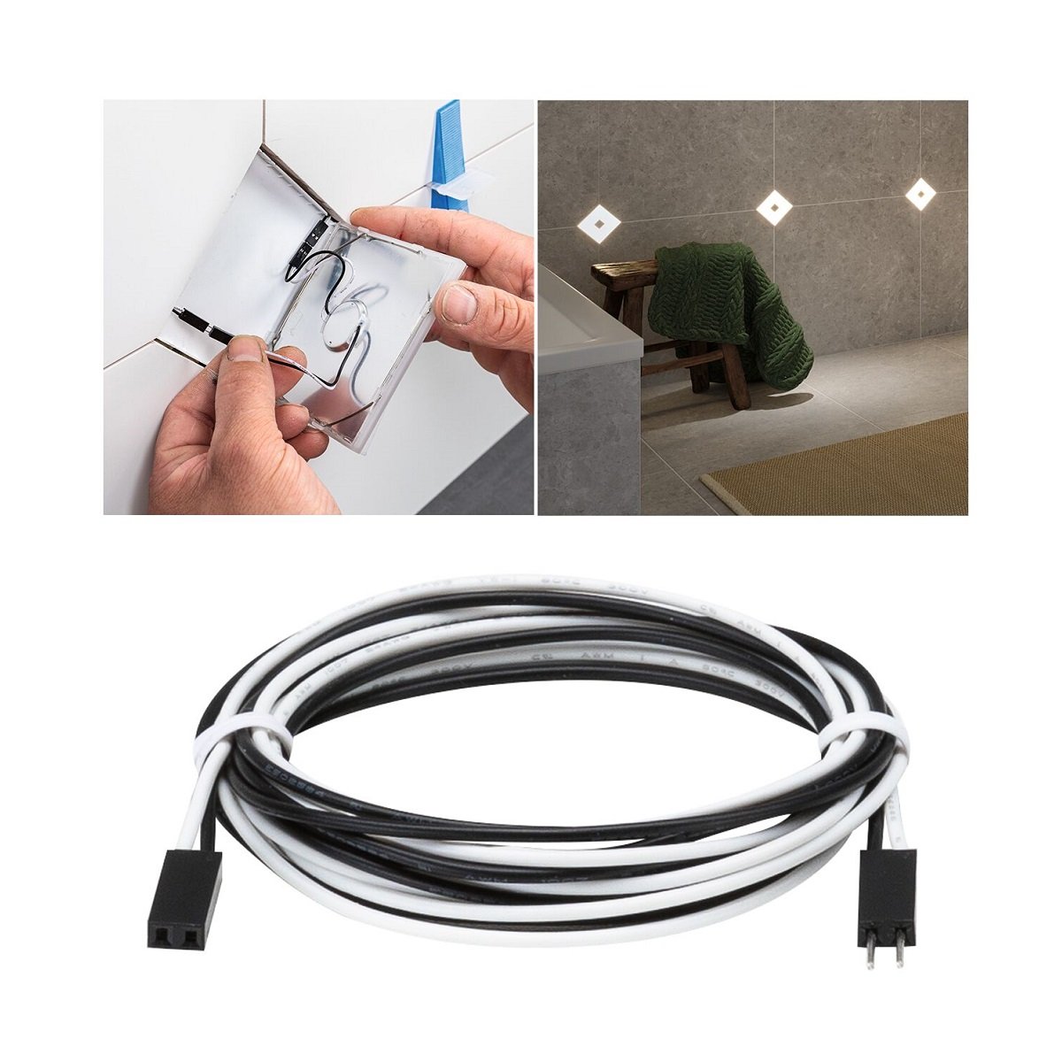 Paulmann 78416 LumiTiles Kabel Square 65cm 12V Schwarz