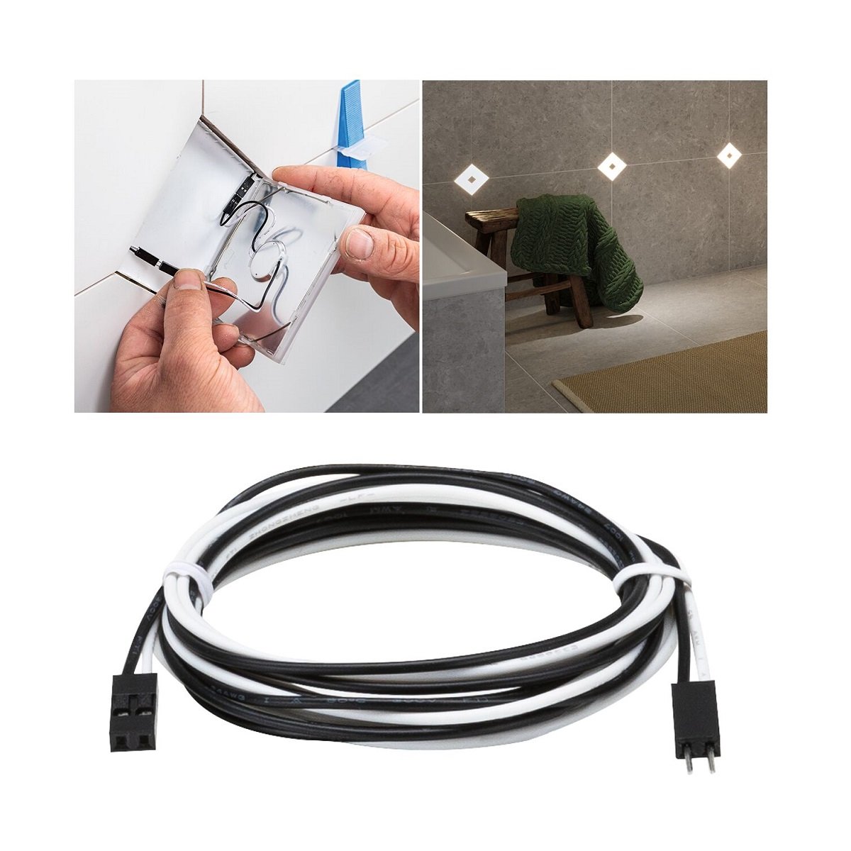Paulmann 78417 LumiTiles Kabel Square 130cm 12V Schwarz