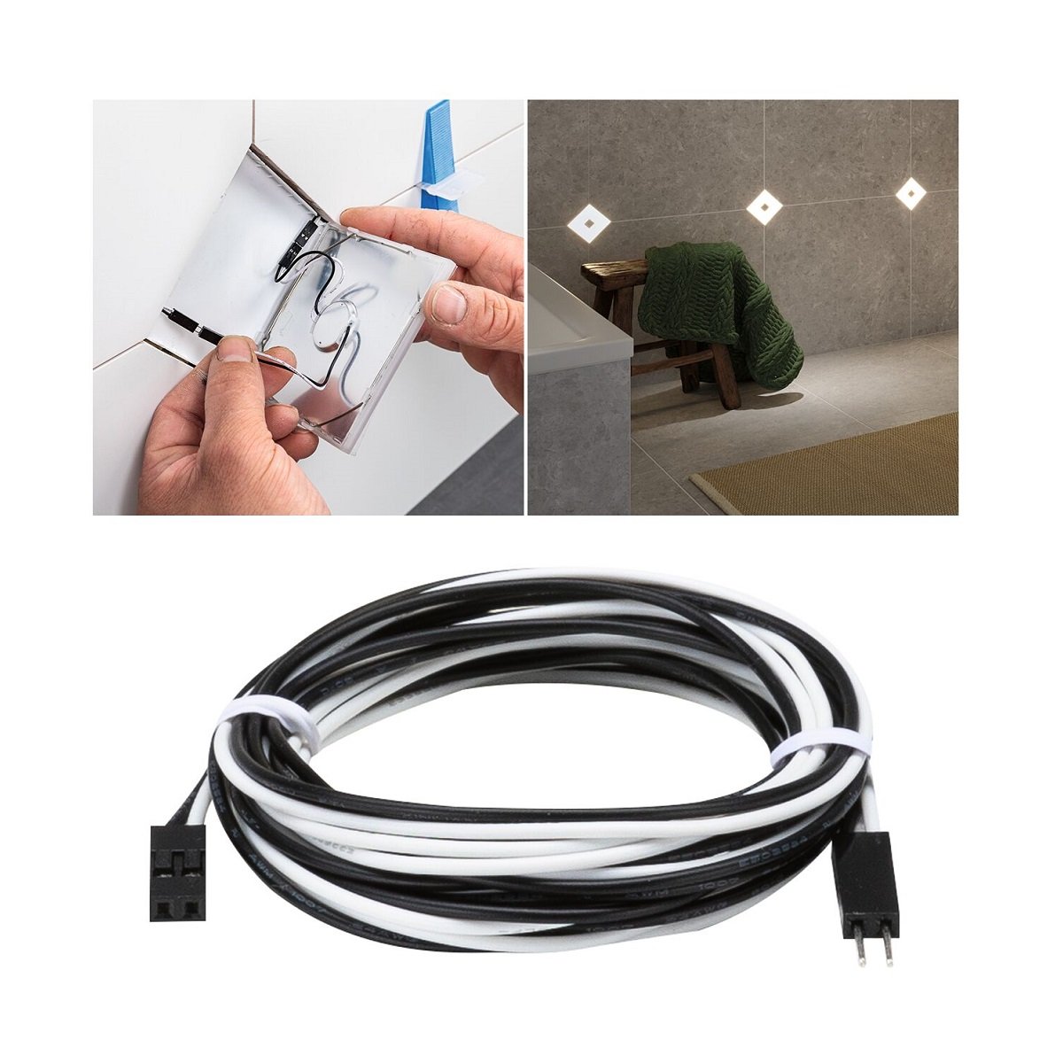 Paulmann 78418 LumiTiles Kabel Square 195cm 12V Schwarz