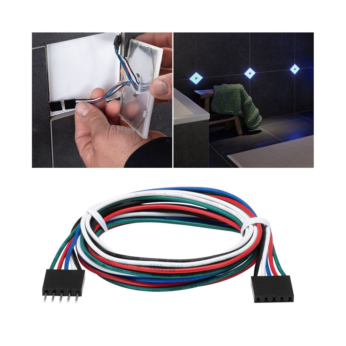 Paulmann 78420 LumiTiles Kabel Square RGBW 65cm 12V Schwarz