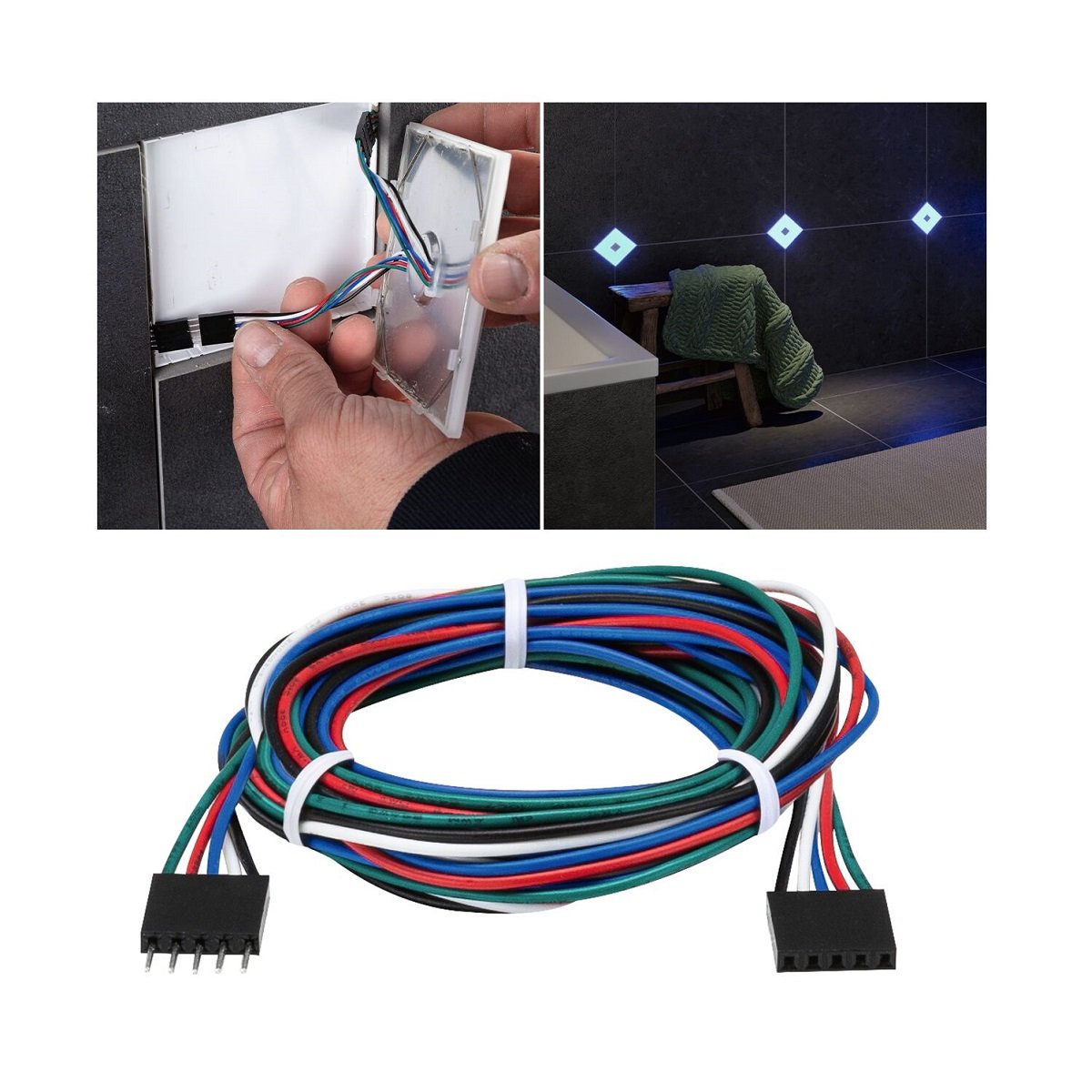 Paulmann 78421 LumiTiles Kabel Square RGBW 130cm 12V Schwarz